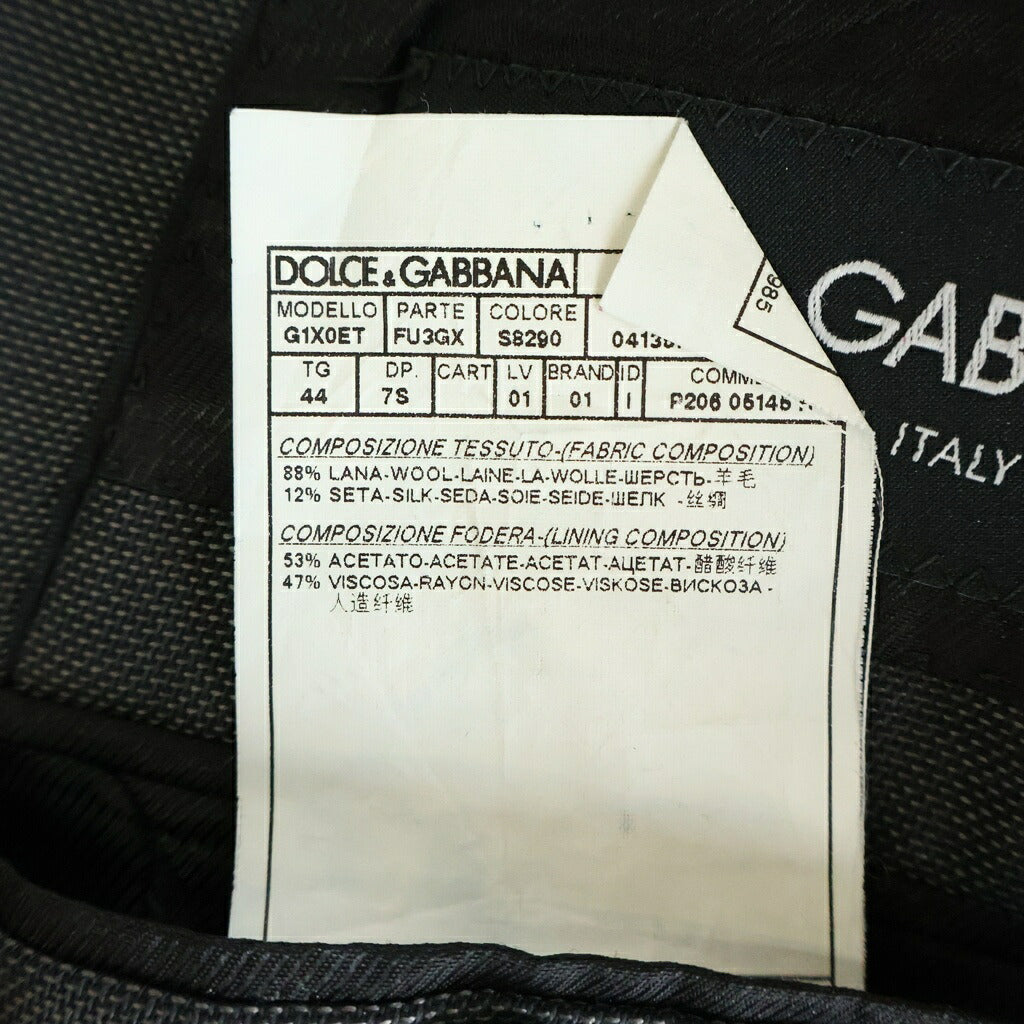 DOLCE & GABBANA(ドルチェアンドガッバーナ) Set Up Suit シルク混 シングルテーラードジャケット スラックスパンツ セットアップ スーツ ブラック G1X0ET