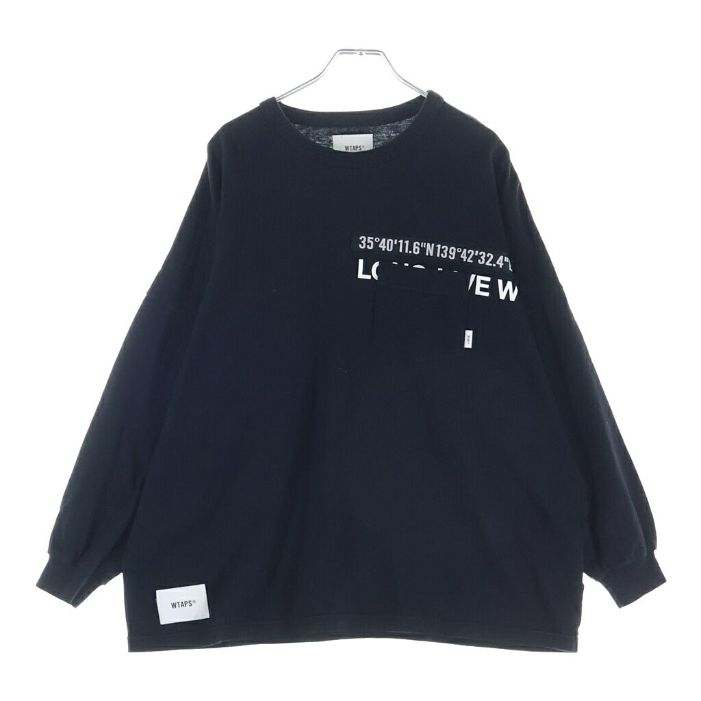WTAPS(ダブルタップス) 22AW WTUBE L/S Tee 222ATDT-CSM11 フロントポケット コットン クルーネック長袖Tシャツ ブラック
