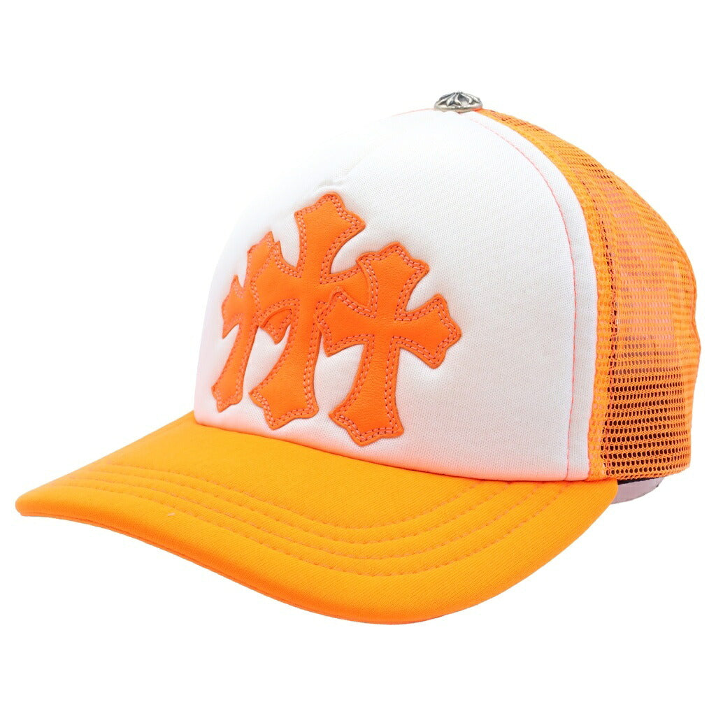 CHROME HEARTS(クロムハーツ) CRS PATCH Trucker Cap クロスパッチ メッシュトラッカー キャップ ホワイト/オレンジ