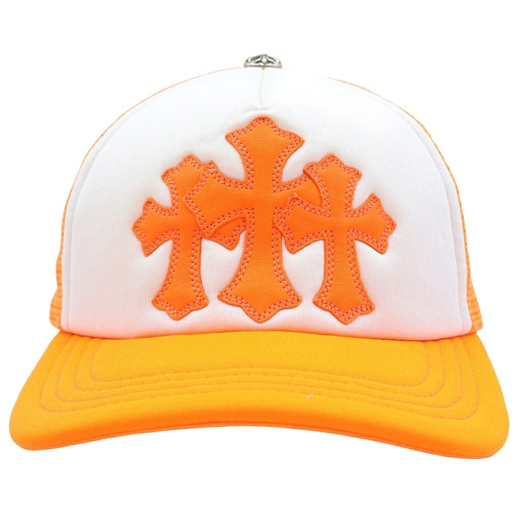 CHROME HEARTS(クロムハーツ) CRS PATCH Trucker Cap クロスパッチ メッシュトラッカー キャップ ホワイト/オレンジ