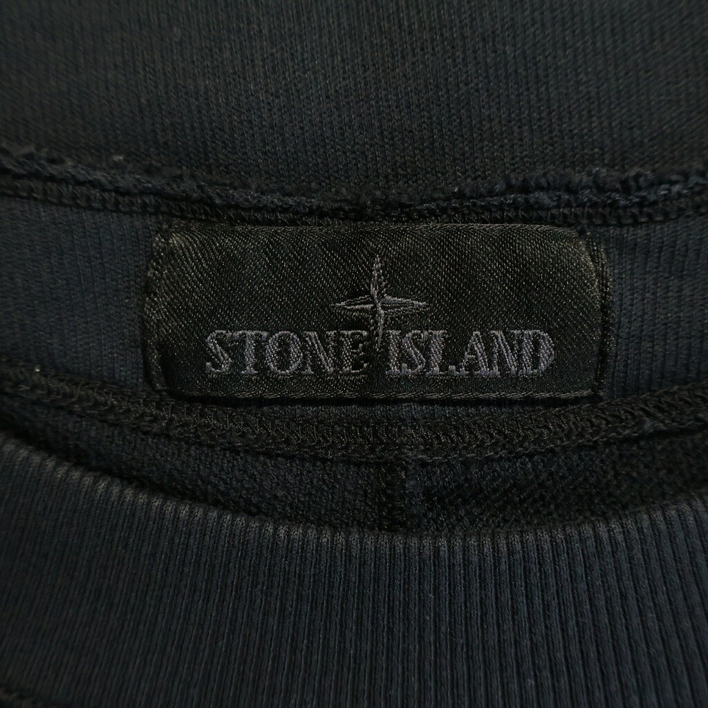 STONE ISLAND(ストーンアイランド) 24SS Ghost Crewneck Sweatshirt ネックカットオフ加工 クルーネック 長袖スウェット トレーナー ブラック 8015654F3