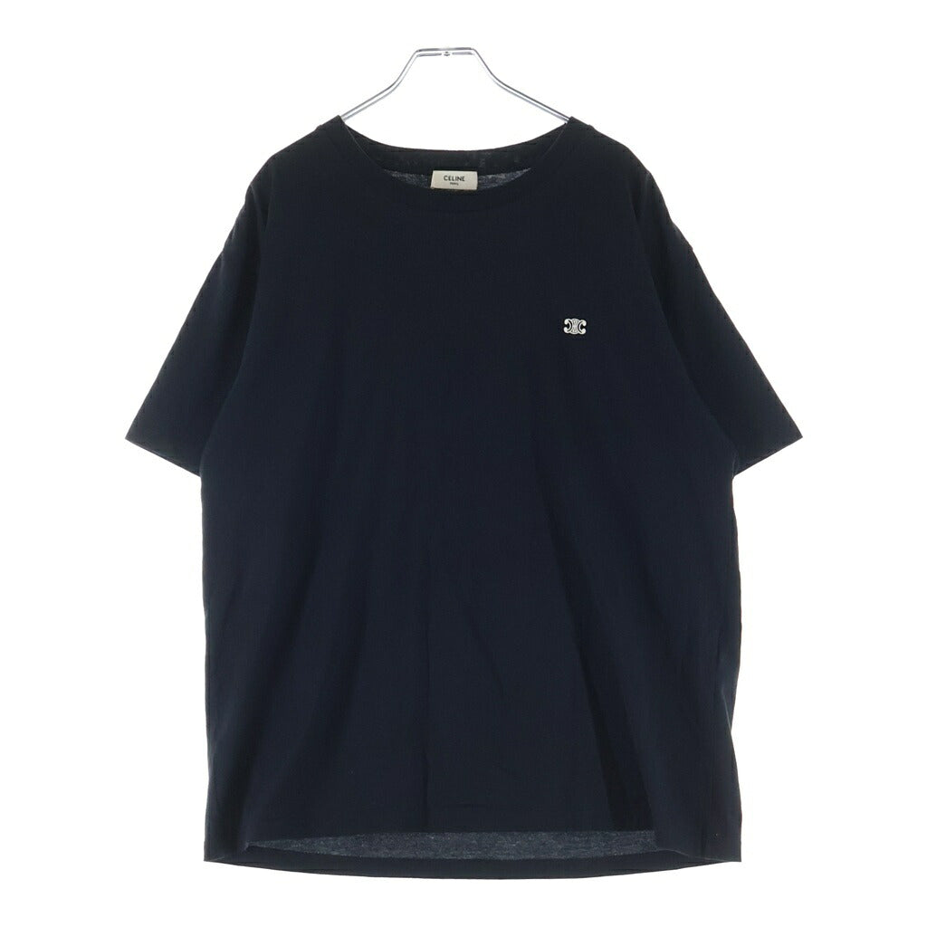 CELINE(セリーヌ) Triomphe Loose T-Shirt トリオンフ ルーズ フロント刺繍 クルーネック半袖Tシャツ カットソー ブラック 2X04I671Q.38AW