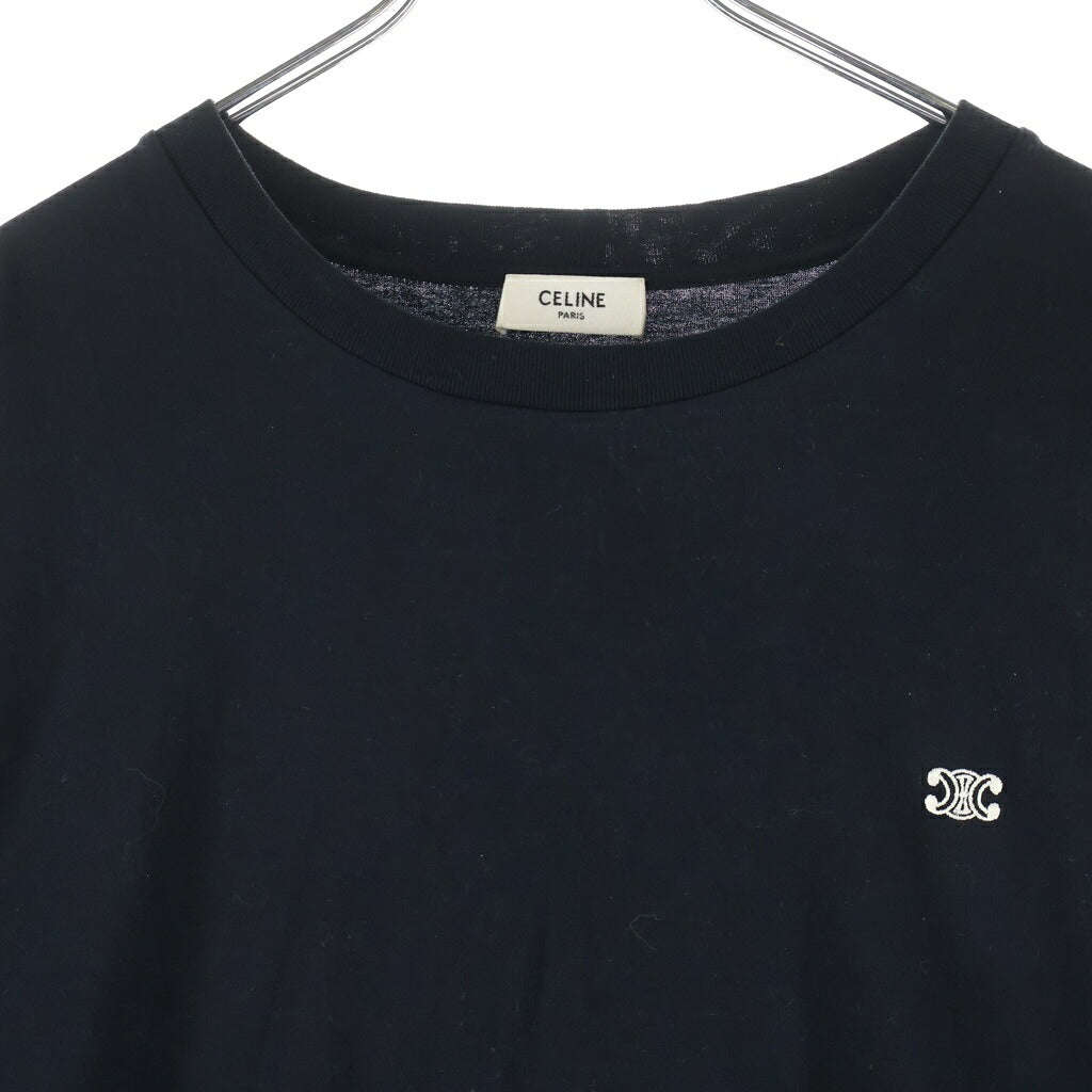 CELINE(セリーヌ) Triomphe Loose T-Shirt トリオンフ ルーズ フロント刺繍 クルーネック半袖Tシャツ カットソー ブラック 2X04I671Q.38AW