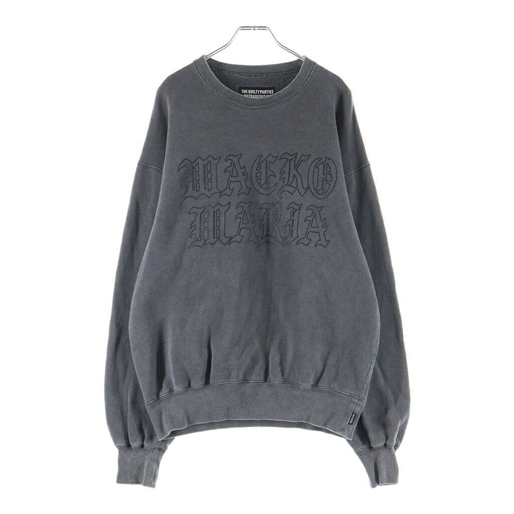 WACKO MARIA(ワコマリア) WASHED MIDDLE WEIGHT CREW NECK SWEAT SHIRT フロントプリント ウォッシュド ミドル ウェイト クルーネック スウェット ブラック