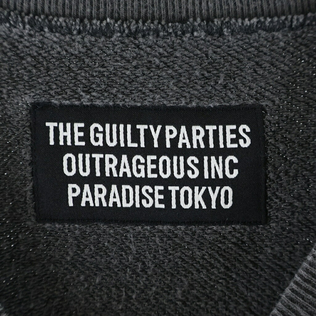 WACKO MARIA(ワコマリア) WASHED MIDDLE WEIGHT CREW NECK SWEAT SHIRT フロントプリント ウォッシュド ミドル ウェイト クルーネック スウェット ブラック