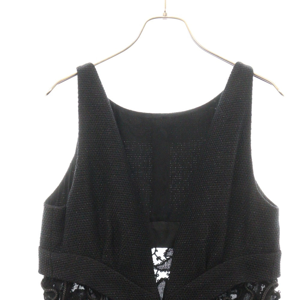 CHANEL(シャネル) ノースリーブ ワンピース ブラック ウール×コットン ツイード