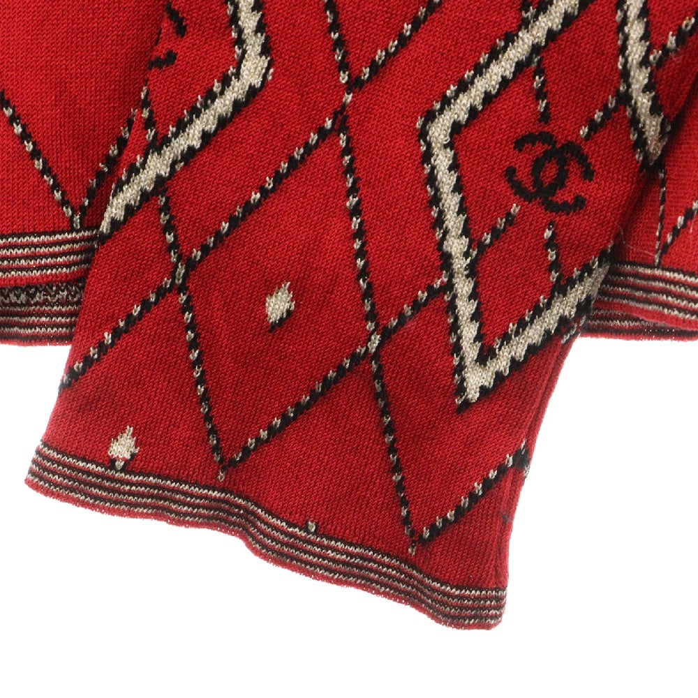 CHANEL(シャネル) ココマーク スパンコール 長袖ニット レッド×ブラック レーヨン×カシミヤ