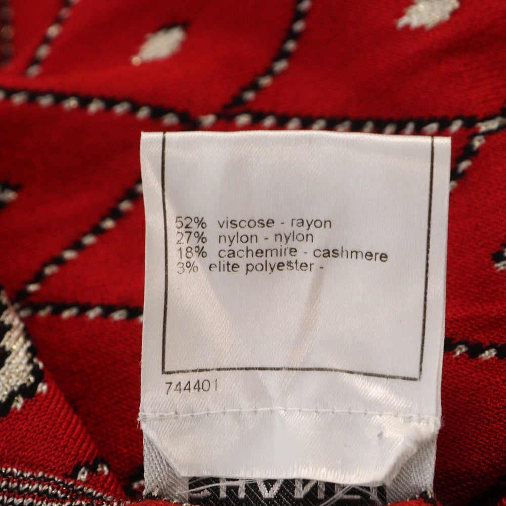 CHANEL(シャネル) ココマーク スパンコール 長袖ニット レッド×ブラック レーヨン×カシミヤ
