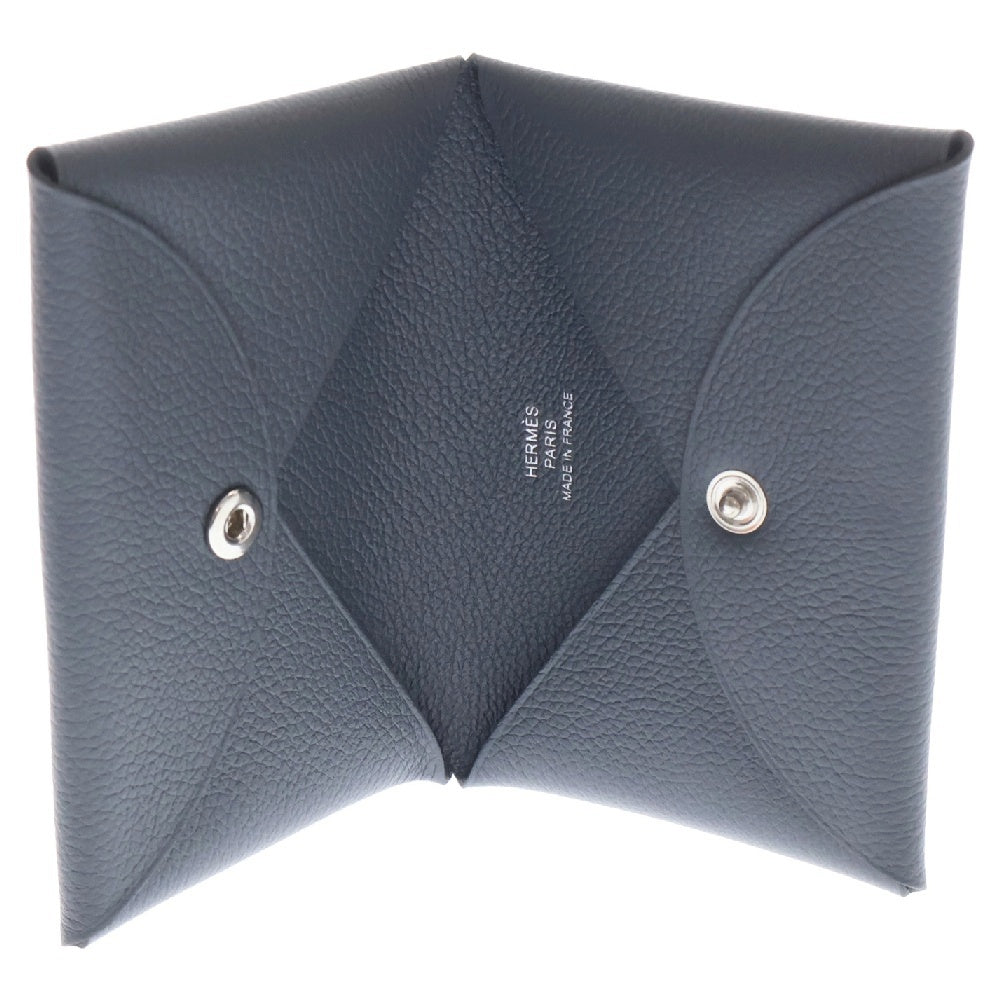 HERMES(エルメス) カルヴィカードケース コインケース シェーブル グリミスティ W刻印 グレー 名刺入れ