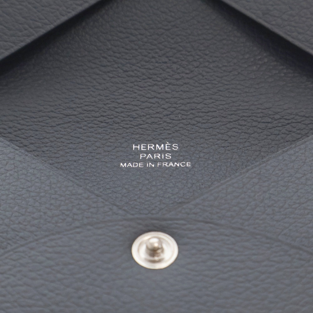 HERMES(エルメス) カルヴィカードケース コインケース シェーブル グリミスティ W刻印 グレー 名刺入れ