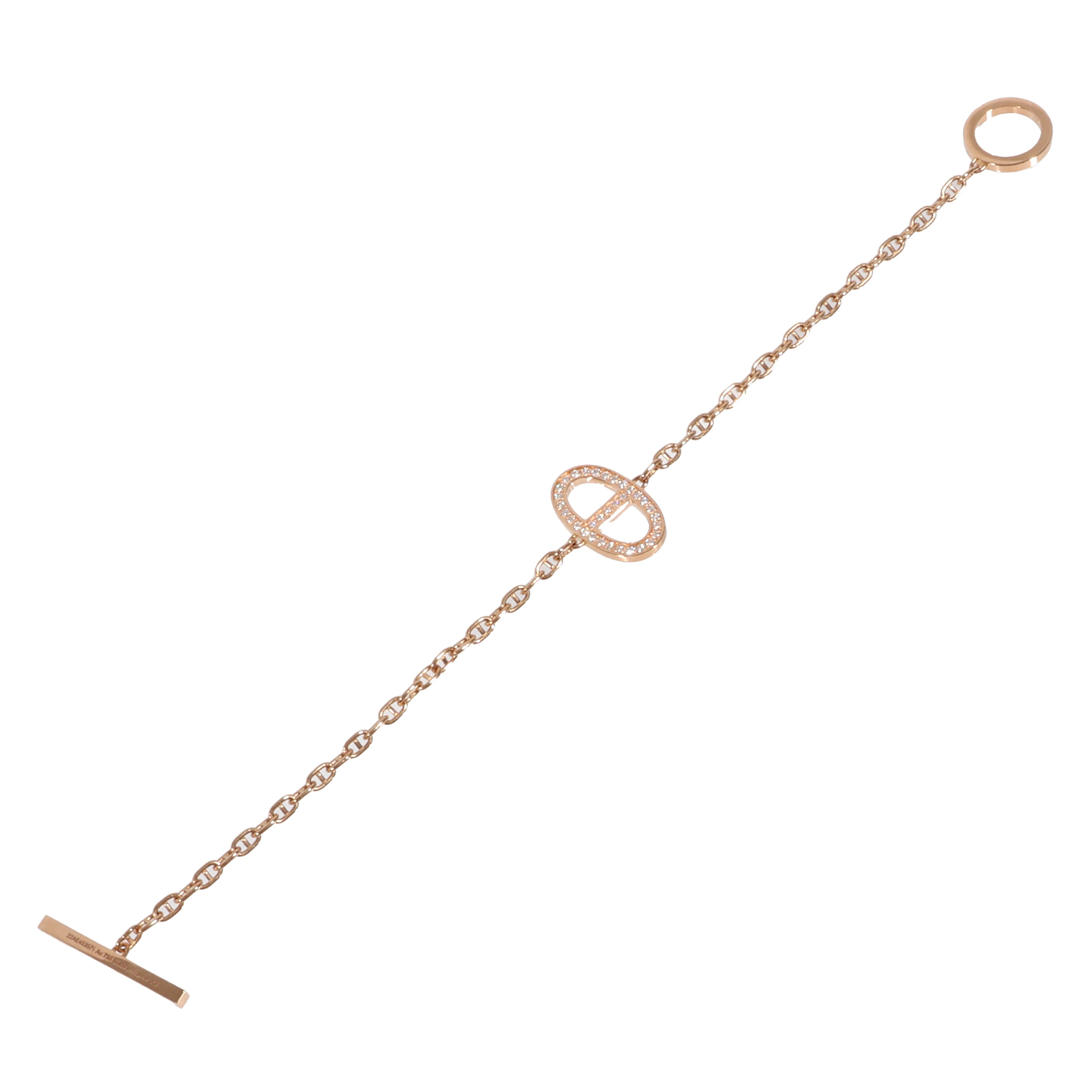 HERMES(エルメス) シェーヌダンクル コントゥール ダイヤ ブレスレット XS Au750 K18PG ピンクゴールド