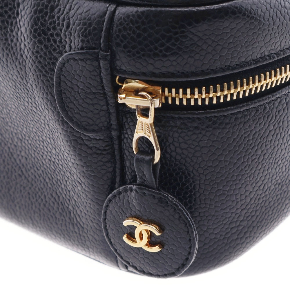 CHANEL(シャネル) ココマーク バニティ バッグ キャビアスキン ブラック メイクポーチ ゴールド金具