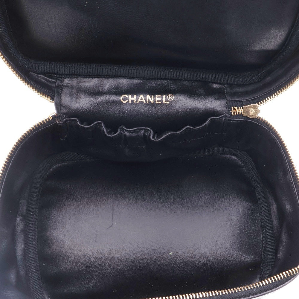 CHANEL(シャネル) ココマーク バニティ バッグ キャビアスキン ブラック メイクポーチ ゴールド金具