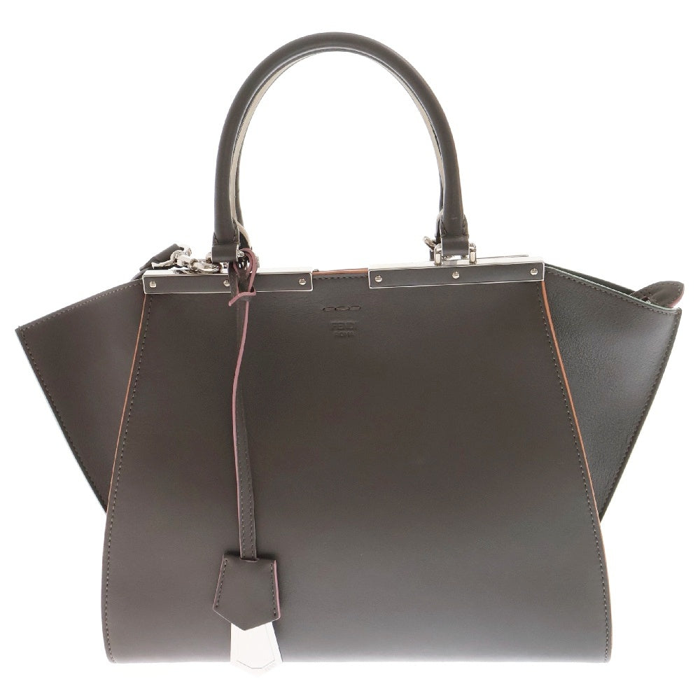 FENDI(フェンディ) トロワジュール 2wayハンドバッグ ダークブラウン×ホワイト レザー ショルダーバック 8BH279