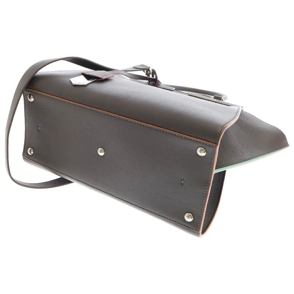 FENDI(フェンディ) トロワジュール 2wayハンドバッグ ダークブラウン×ホワイト レザー ショルダーバック 8BH279