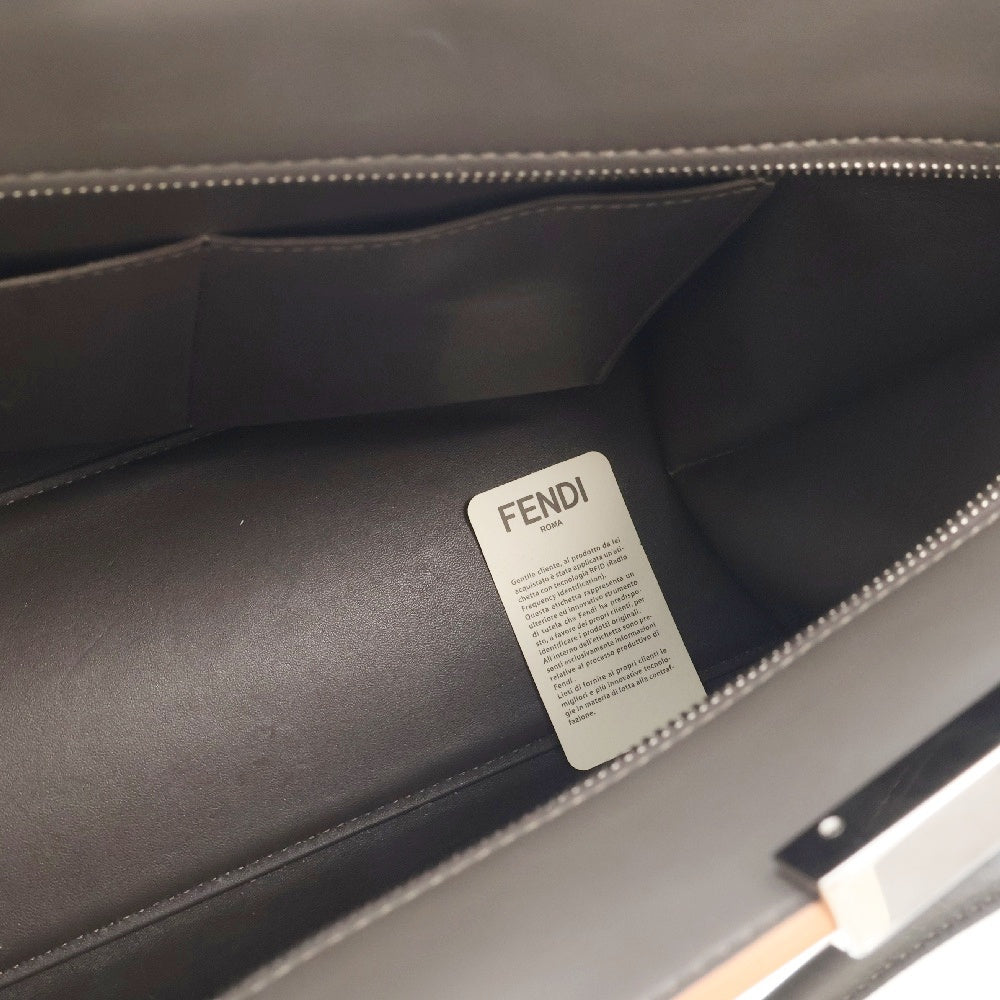 FENDI(フェンディ) トロワジュール 2wayハンドバッグ ダークブラウン×ホワイト レザー ショルダーバック 8BH279