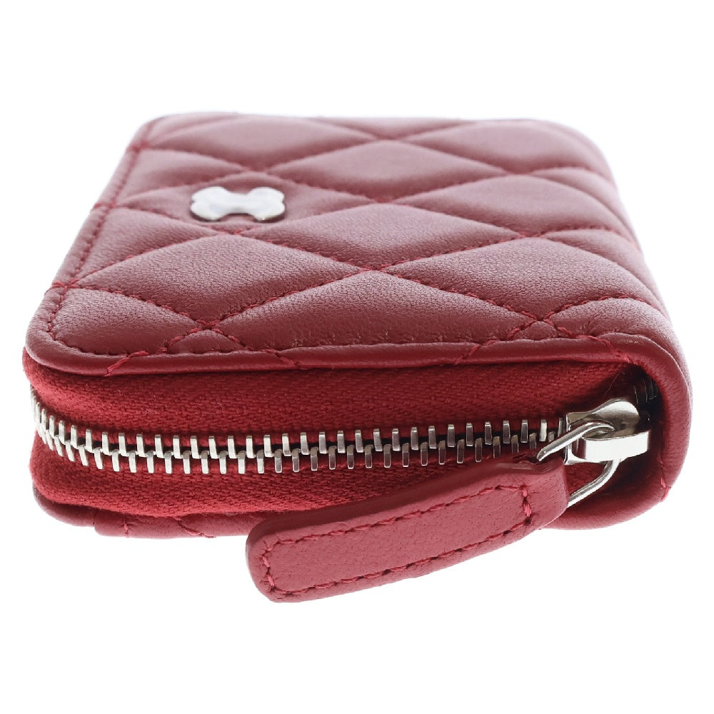 CHANEL(シャネル) マトラッセ コインケース レッド ラムスキン シルバー金具 財布 小銭入れ