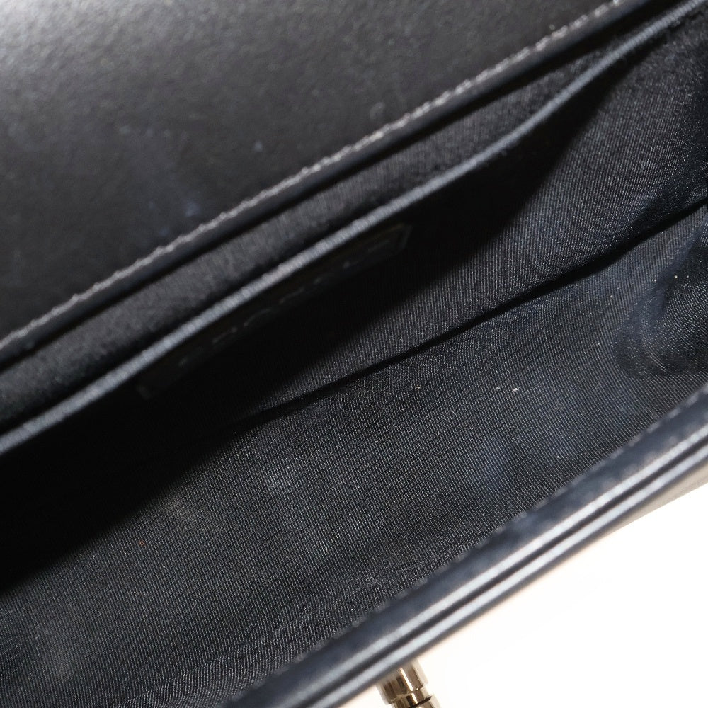 CHANEL(シャネル) ボーイシャネル ツイード ショルダーバッグ パール ブラック×ネイビー レザー×ツイード シリアルシール シルバー金具