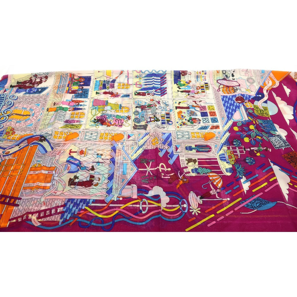 HERMES(エルメス) カレジェアン La Maison des Carresメゾンドカレ CHALE CACHEMIRE 140 カシミヤ×シルク オレンジ