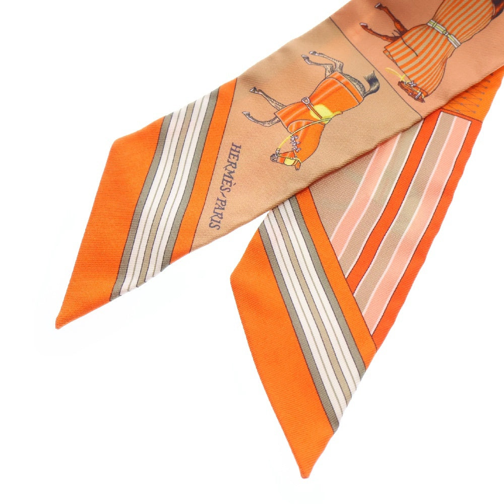 HERMES(エルメス) ツイリー Couvertures Nouvelle オレンジ シルク リボン スカーフ