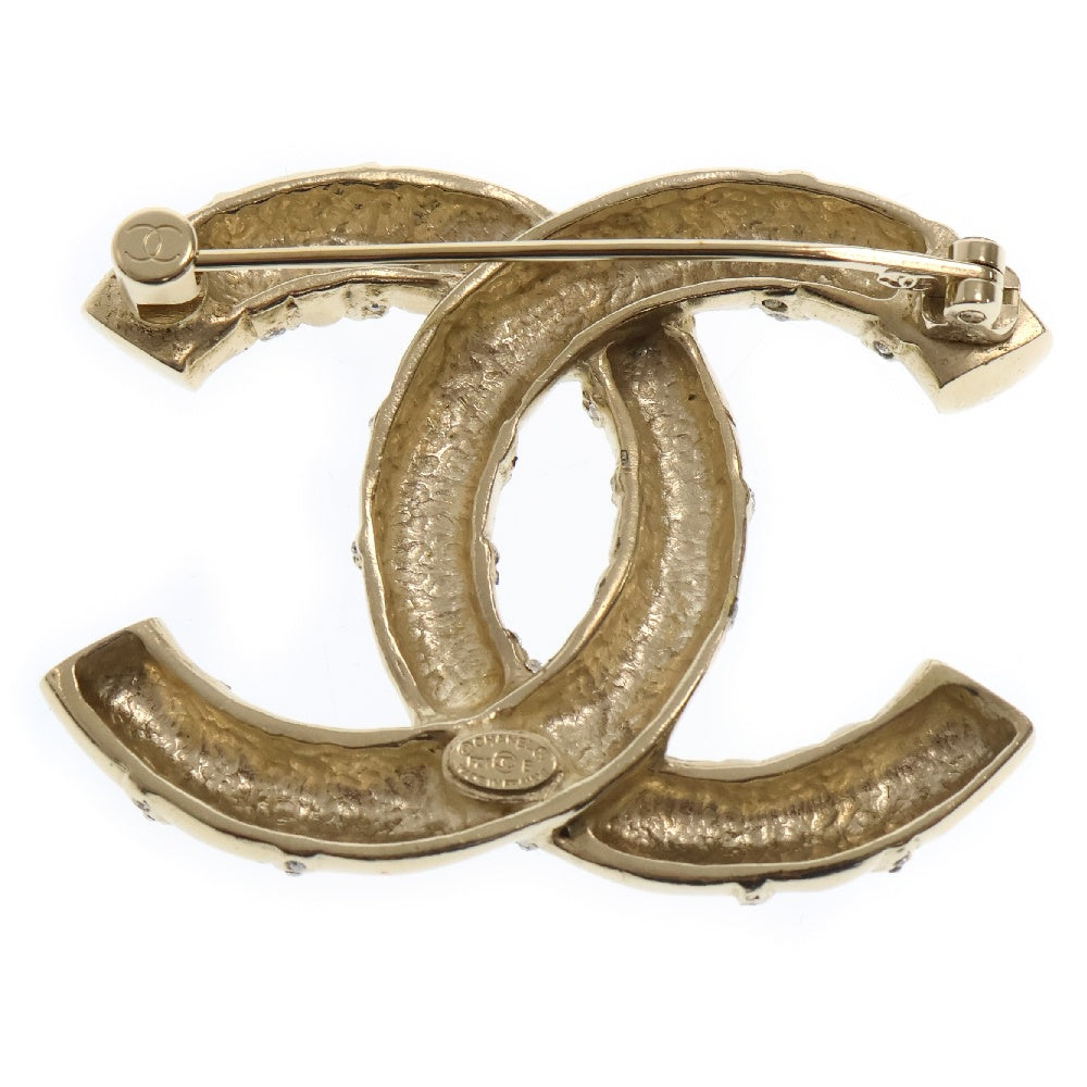 CHANEL(シャネル) ココマーク ラインストーン ブローチ ゴールド バッジ アクセサリー F21B