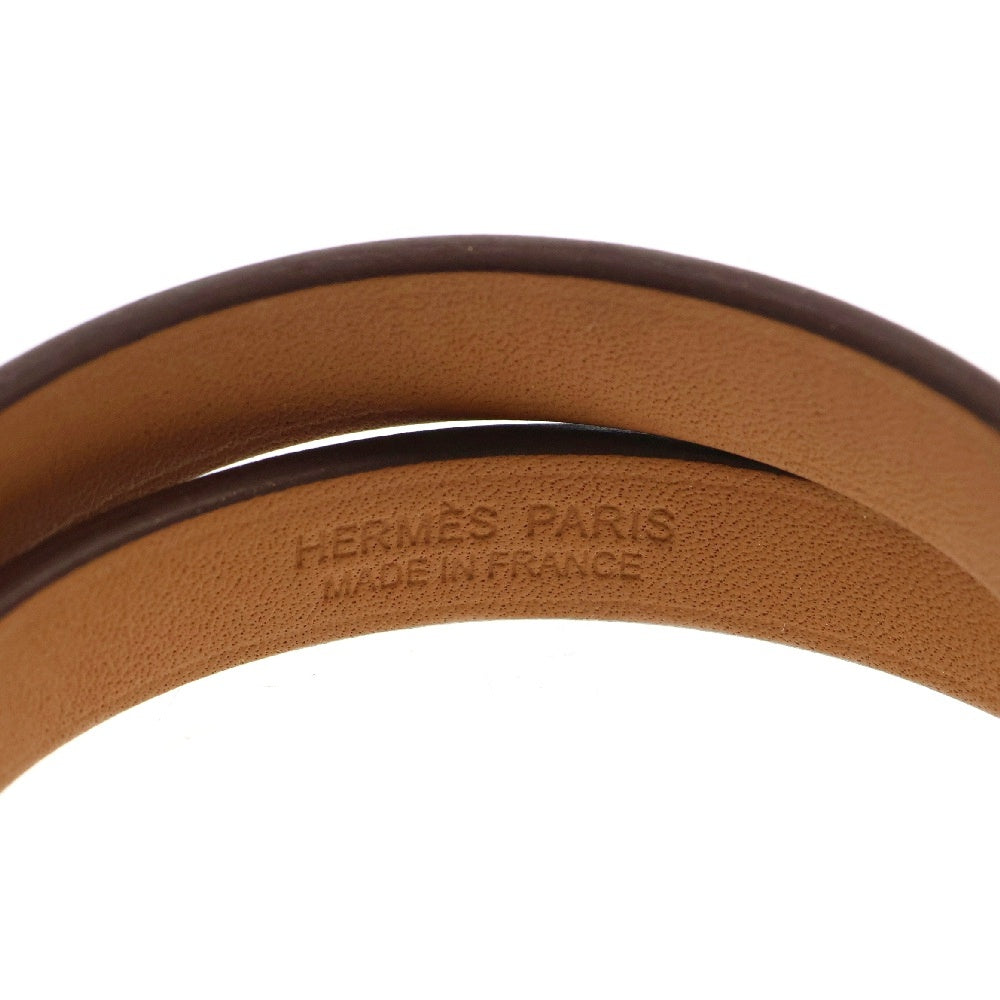 HERMES(エルメス) ケリードゥブルトゥール ブレスレット シルバー金具 Z刻印 ブラウン レザー