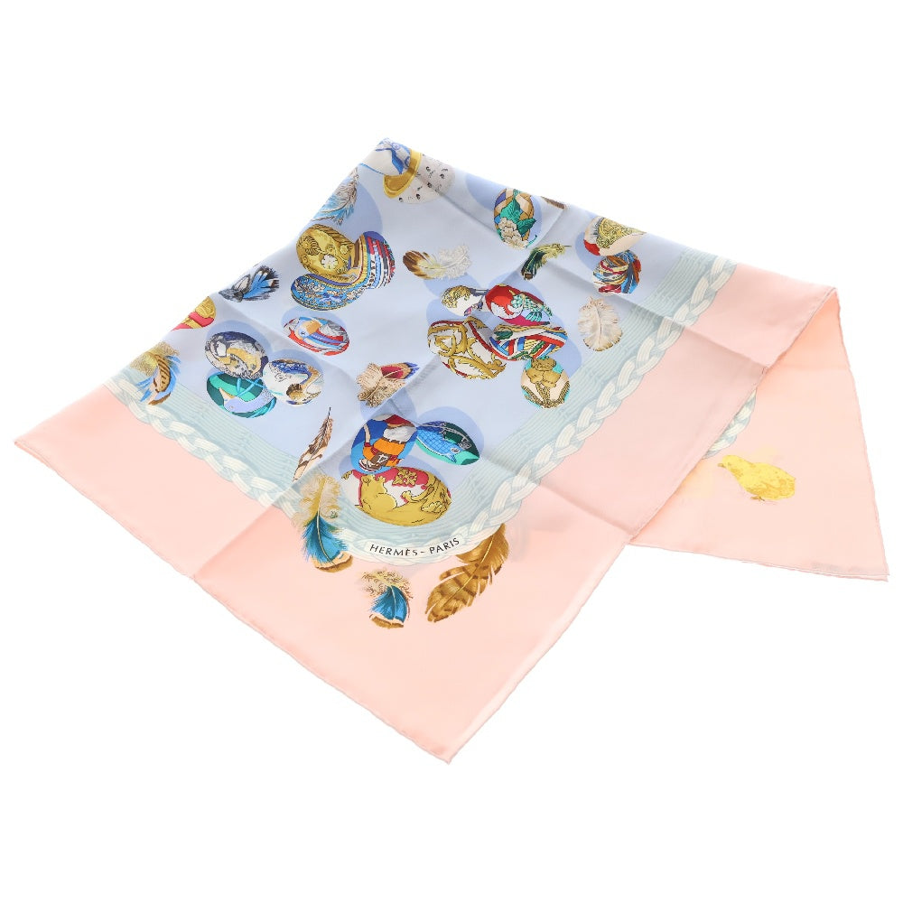 HERMES(エルメス) カレ90 COUVEE D'HERMES エルメスの雛たち ピンク シルク スカーフ