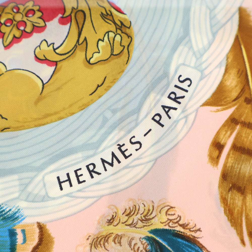 HERMES(エルメス) カレ90 COUVEE D'HERMES エルメスの雛たち ピンク シルク スカーフ