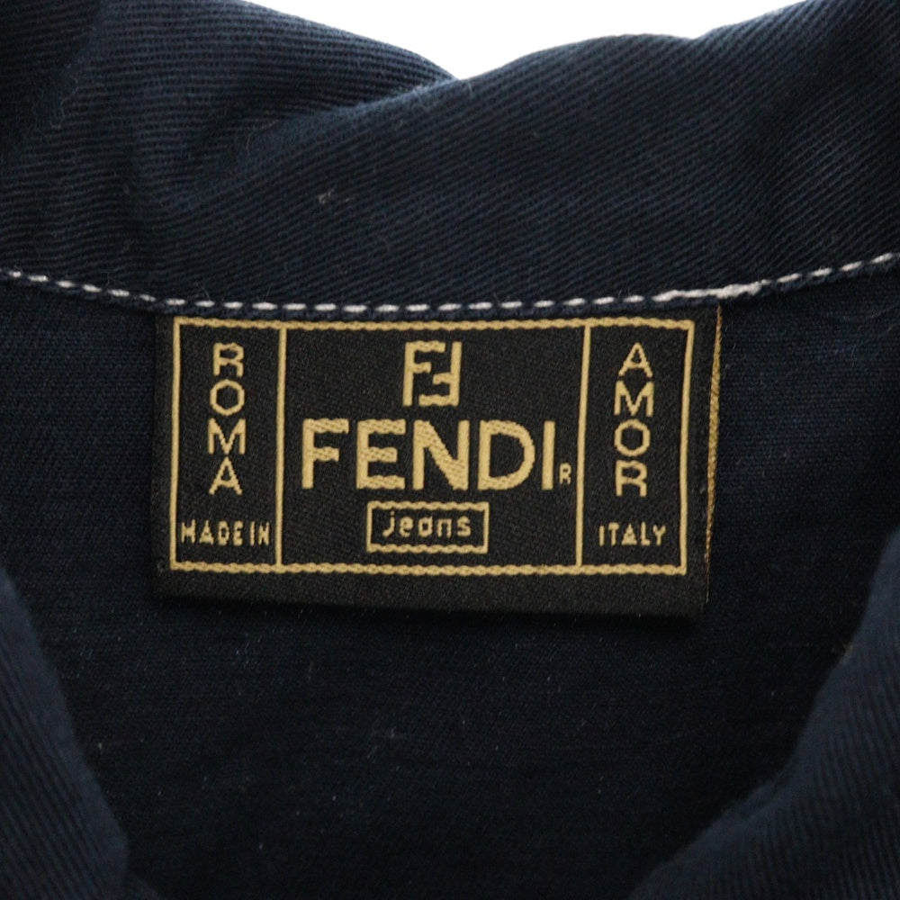FENDI(フェンディ) FFボタン 半袖 デニムワンピース ネイビー レディース
