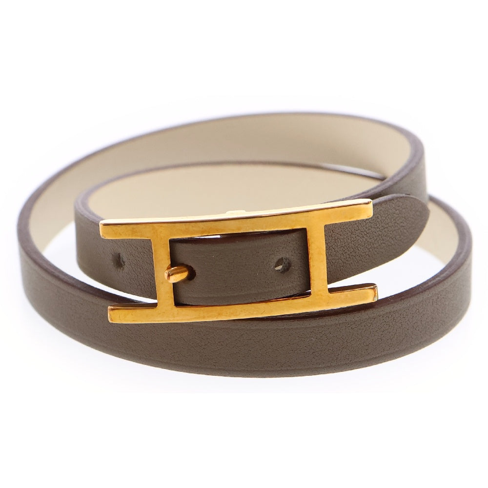 HERMES(エルメス) ビーアピ ドゥブルトゥール ブレスレット エトゥープ/ナタ スイフト PG金具
