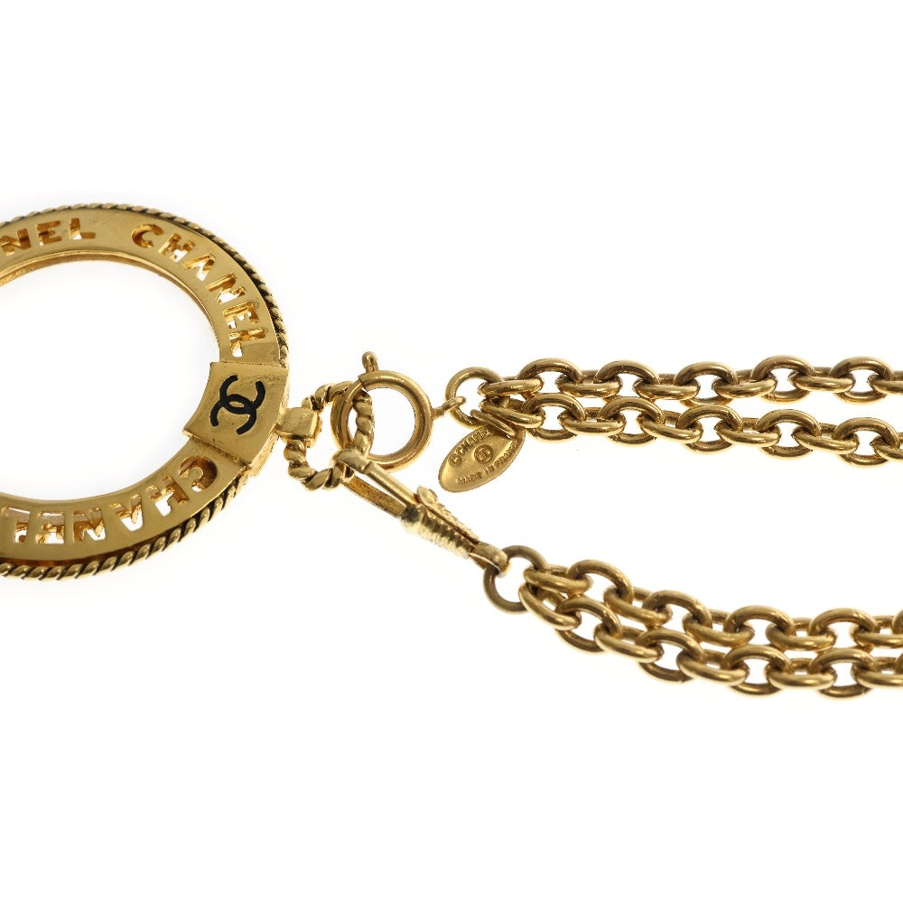 CHANEL(シャネル) ロゴ ルーペペンダント チェーンネックレス ゴールド GP アクセサリー