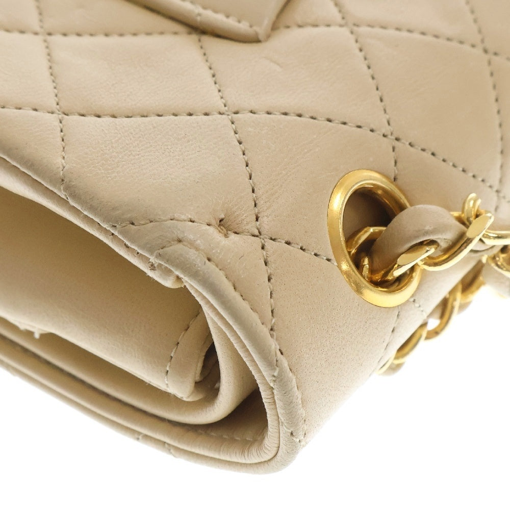 CHANEL(シャネル) マトラッセ25 ダブルフラップ ダブルチェーンショルダーバッグ 斜め掛けバッグ 肩掛けバッグ ベージュ ラムスキン ゴールド金具