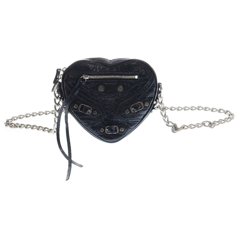 BALENCIAGA(バレンシアガ) Le Cagole Heart ルカゴール ハート レザー ミニショルダーバッグ ブラック 722781