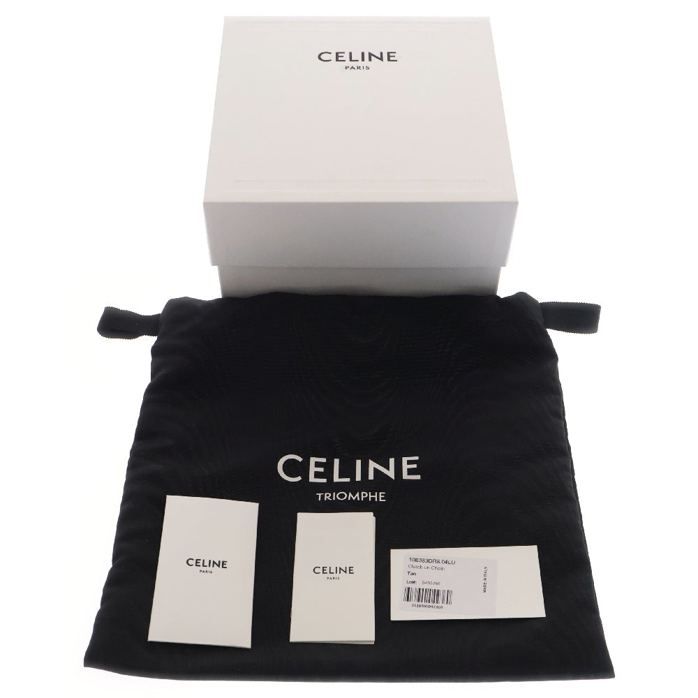 CELINE(セリーヌ) クラッチ キュイル トリオンフ カーフスキン チェーンショルダーバッグ ブラウン レディース 10E383DR8.04LU