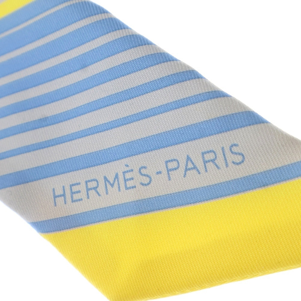 HERMES(エルメス) ツイリー EX-LIBRIS エクスリブリスの紙吹雪 シルク スカーフ ブルー×オレンジ