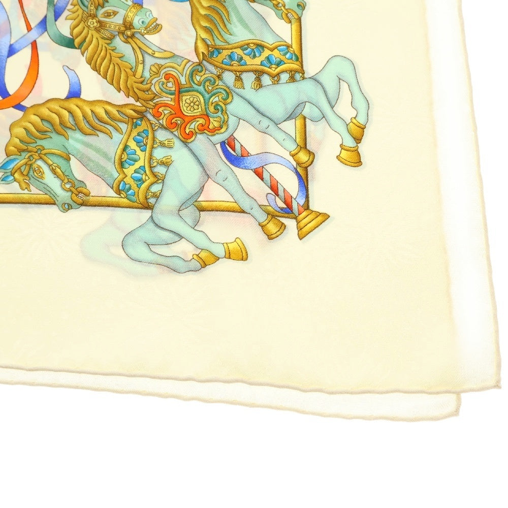 HERMES(エルメス) カレ90 遊園地 メリーゴーランド LUNA PARK アイボリー マルチカラー スカーフ シルク