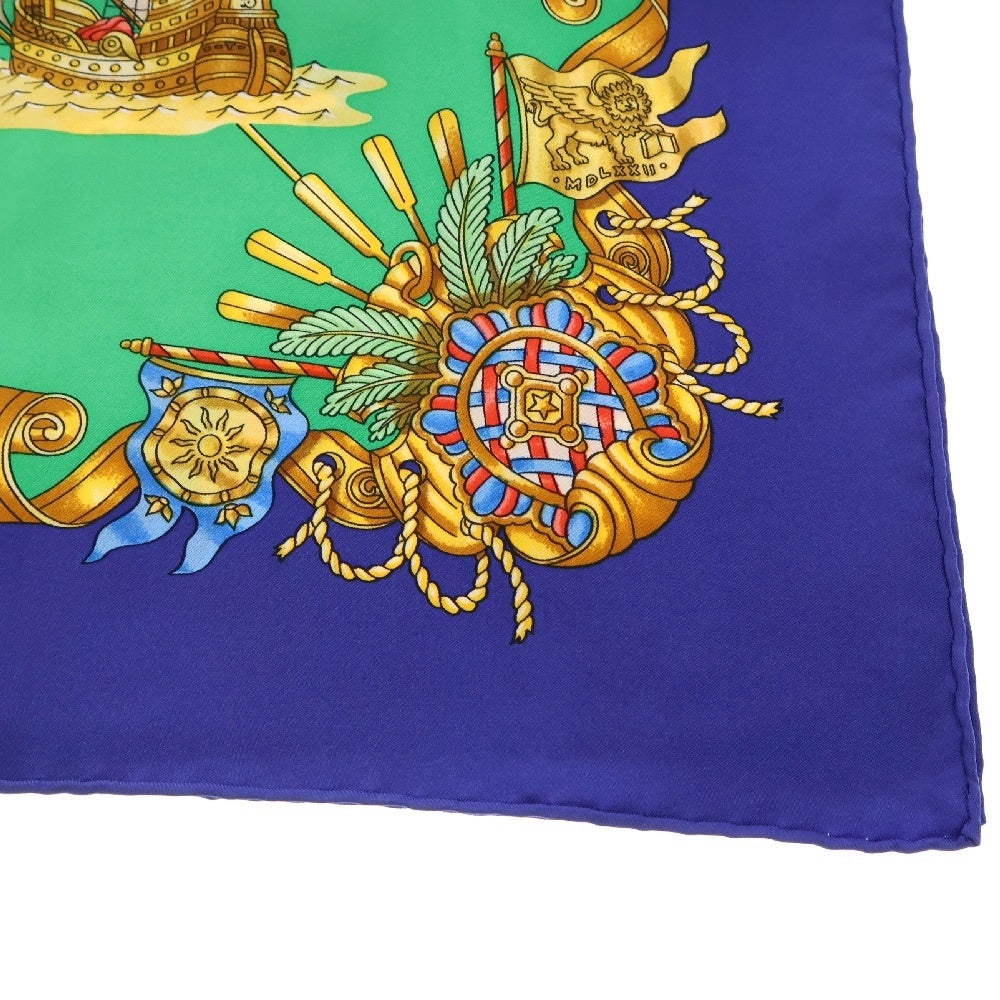 HERMES(エルメス) カレ90 VOILES DE LUMIERE 光の帆船 シルク ブルー×グリーン スカーフ