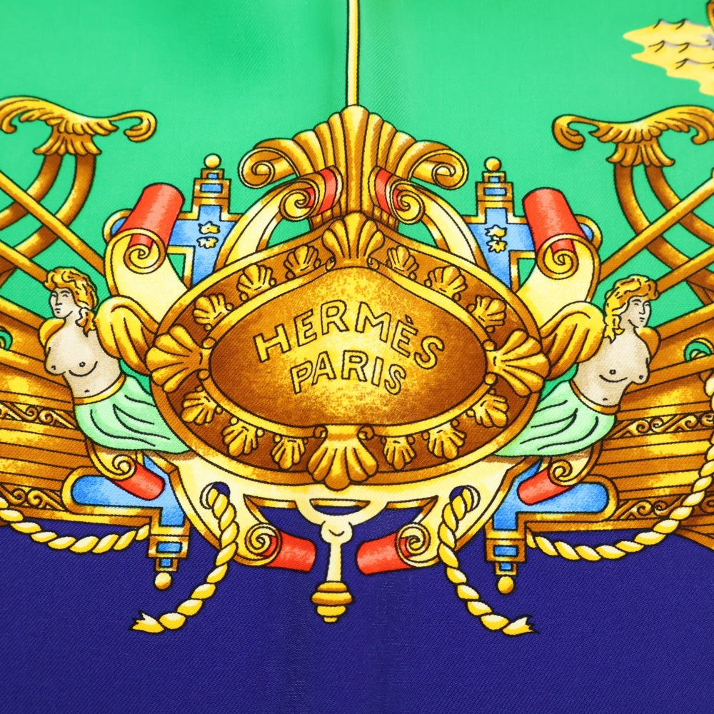 HERMES(エルメス) カレ90 VOILES DE LUMIERE 光の帆船 シルク ブルー×グリーン スカーフ