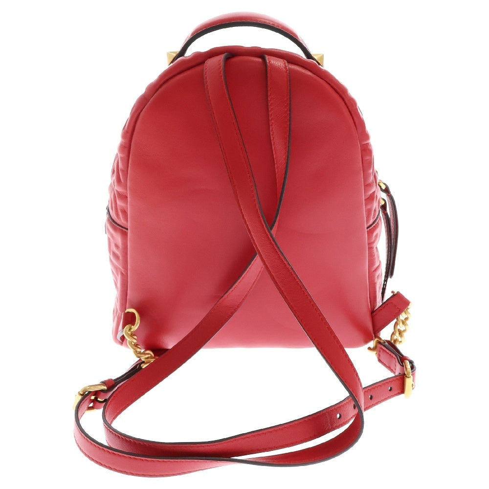 FENDI(フェンディ) FF ズッカ柄 レザーバッグパック リュック レッド 8BZ038
