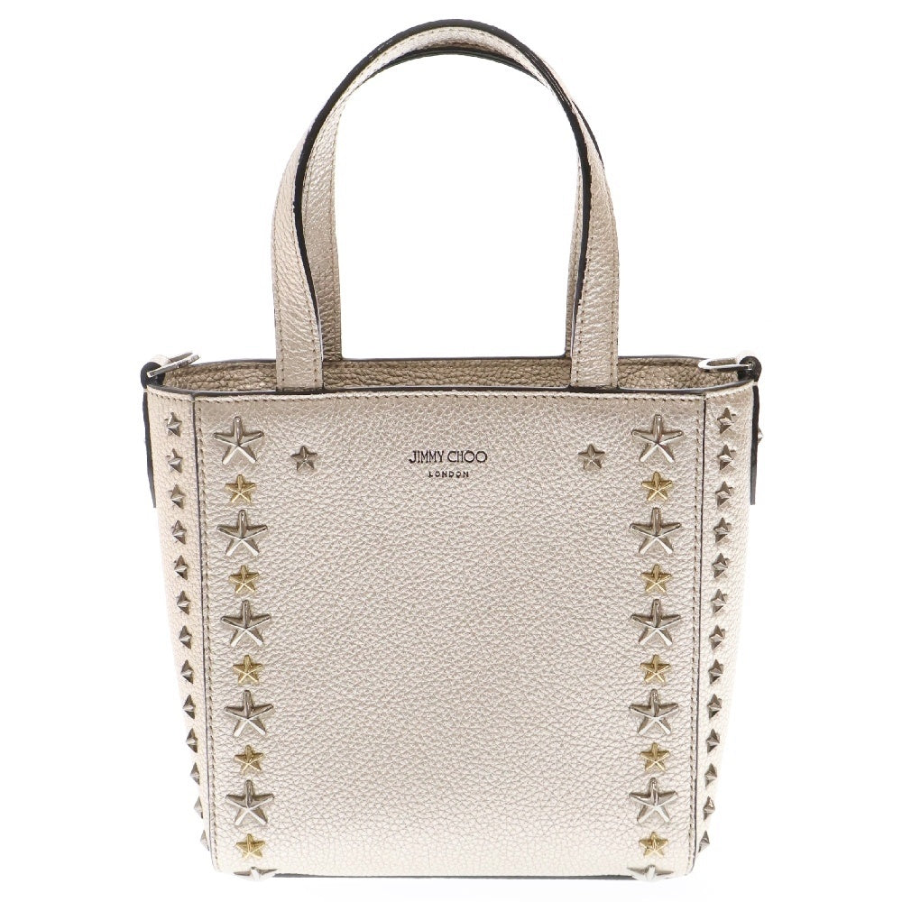 JIMMY CHOO(ジミーチュウ) スタッズ 2WAY ショルダーバッグ ハンドバッグ ゴールド レザー