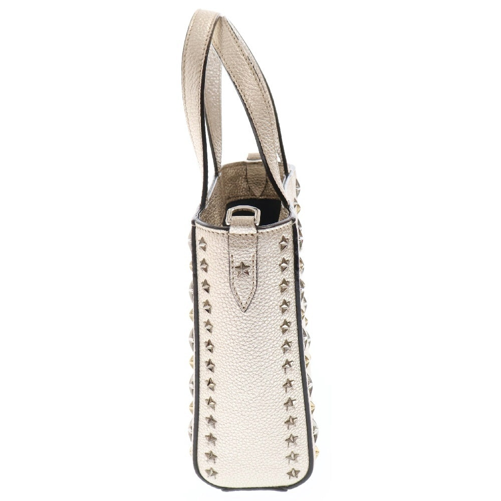 JIMMY CHOO(ジミーチュウ) スタッズ 2WAY ショルダーバッグ ハンドバッグ ゴールド レザー