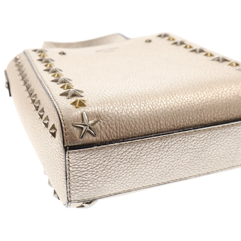 JIMMY CHOO(ジミーチュウ) スタッズ 2WAY ショルダーバッグ ハンドバッグ ゴールド レザー