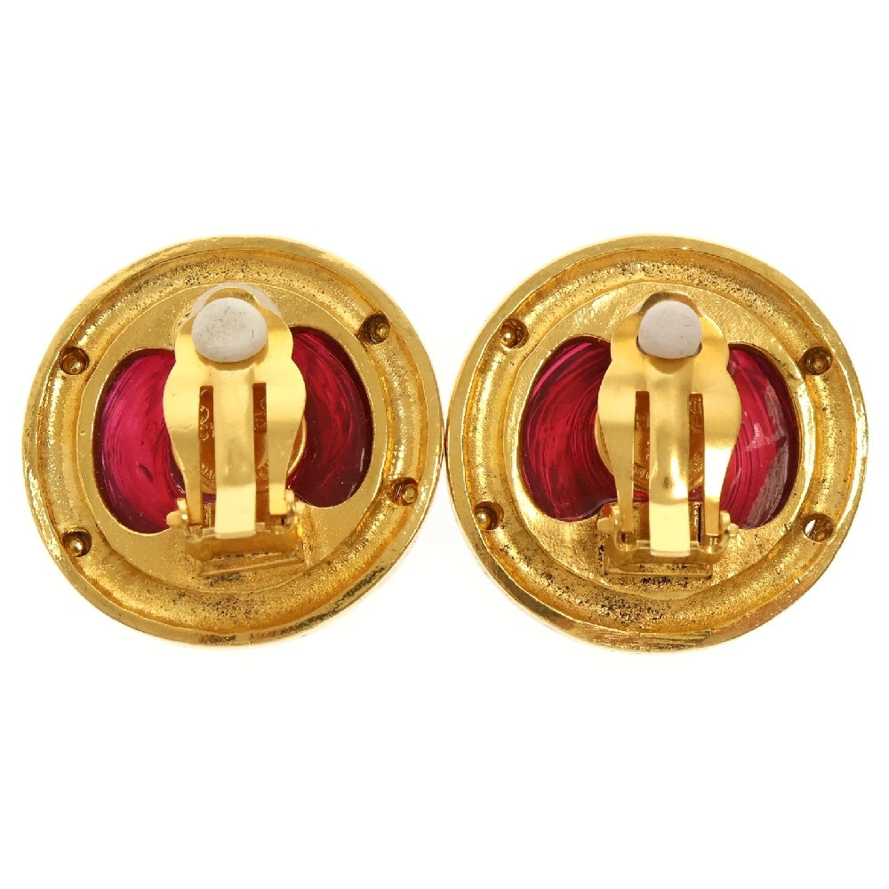 CHANEL(シャネル) ココマーク グリポア イヤリング ゴールド×レッド GP アクセサリー ヴィンテージ マメ有