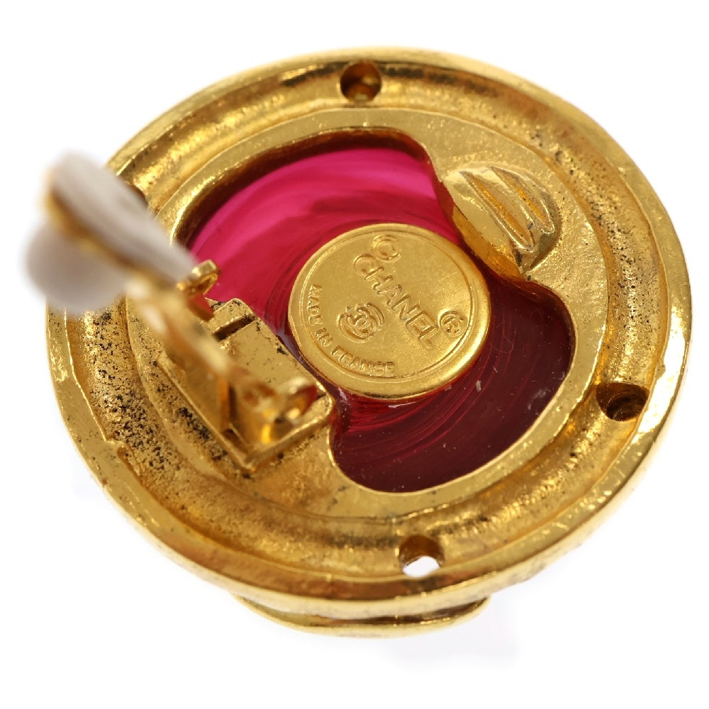 CHANEL(シャネル) ココマーク グリポア イヤリング ゴールド×レッド GP アクセサリー ヴィンテージ マメ有