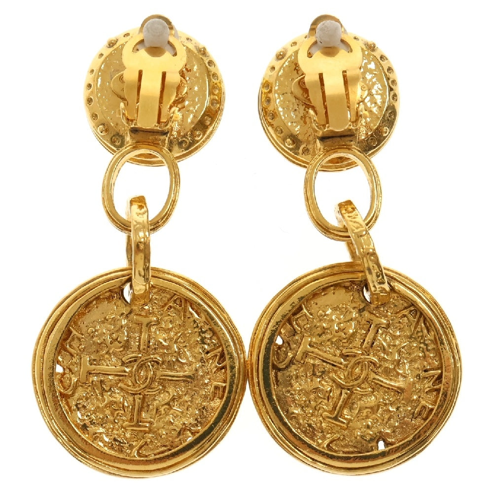 CHANEL(シャネル) コインモチーフ イヤリング ゴールド×レッド GP アクセサリー ヴィンテージ 93A
