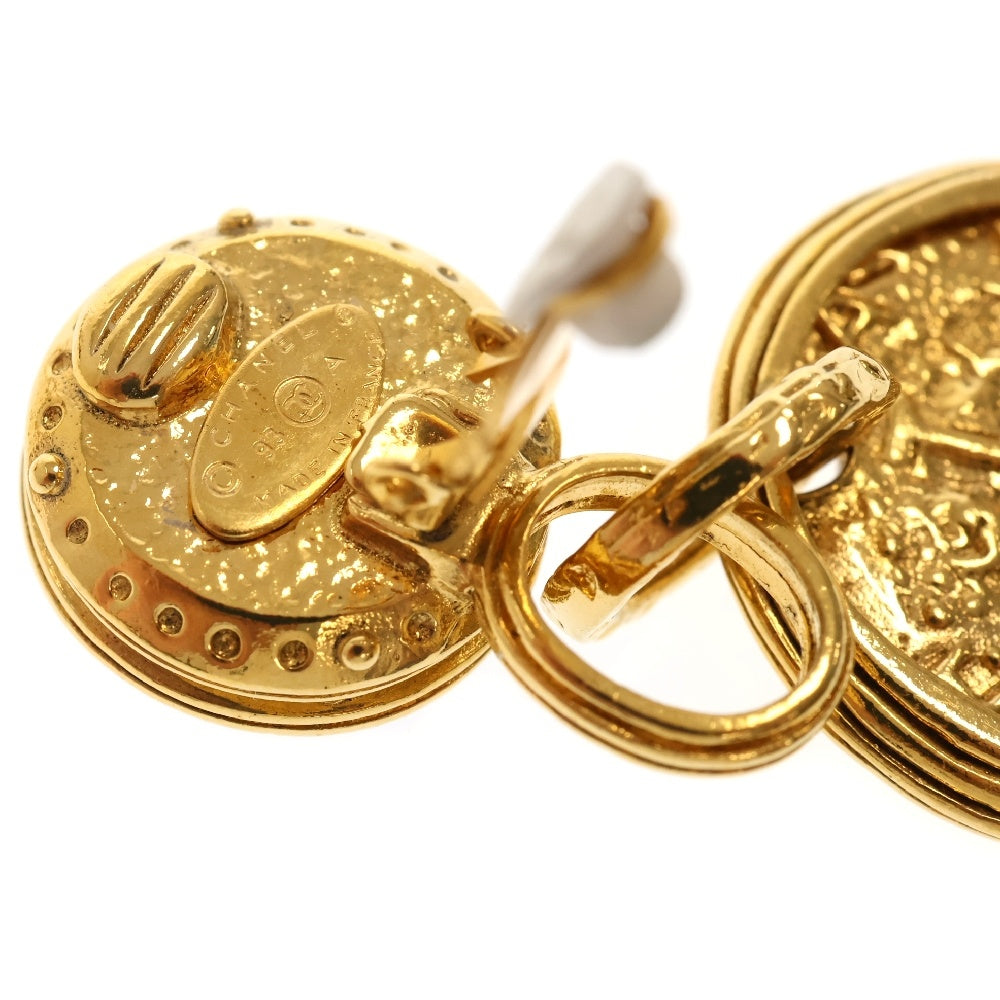 CHANEL(シャネル) コインモチーフ イヤリング ゴールド×レッド GP アクセサリー ヴィンテージ 93A