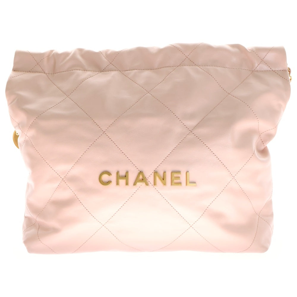 CHANEL(シャネル) シャネル22 ミディアム ピンク シャイニーカーフ ゴールド金具 ショルダーバッグ
