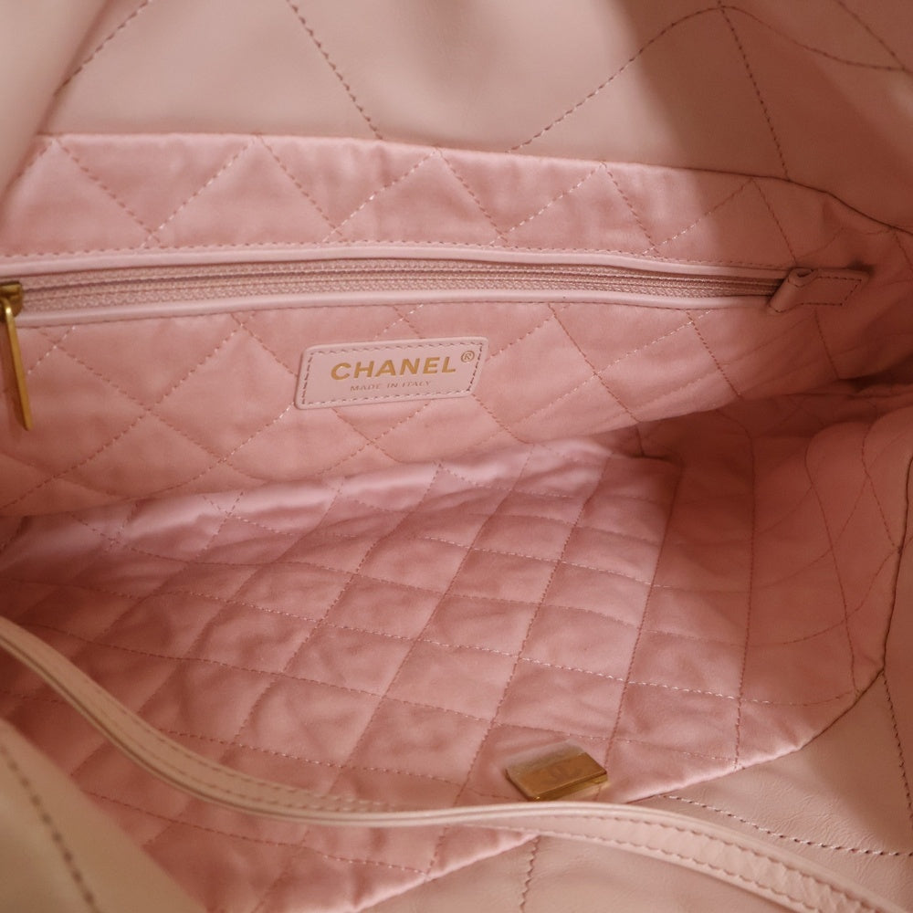 CHANEL(シャネル) シャネル22 ミディアム ピンク シャイニーカーフ ゴールド金具 ショルダーバッグ