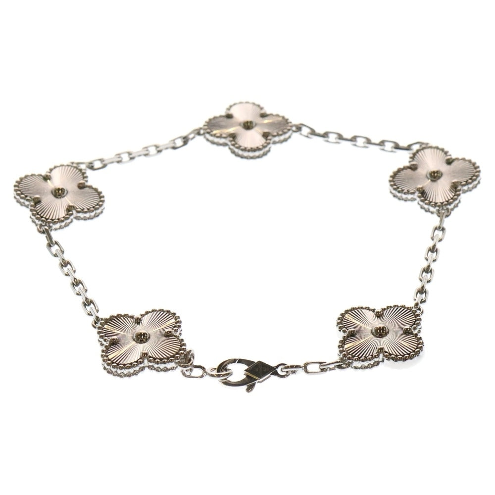 Van Cleef & Arpels(ヴァンクリーフアンドアーペル) ヴィンテージアルハンブラ ギョーシェ 5モチーフ ブレスレット Au750 K18 WG ホワイトゴールド ジュエリー