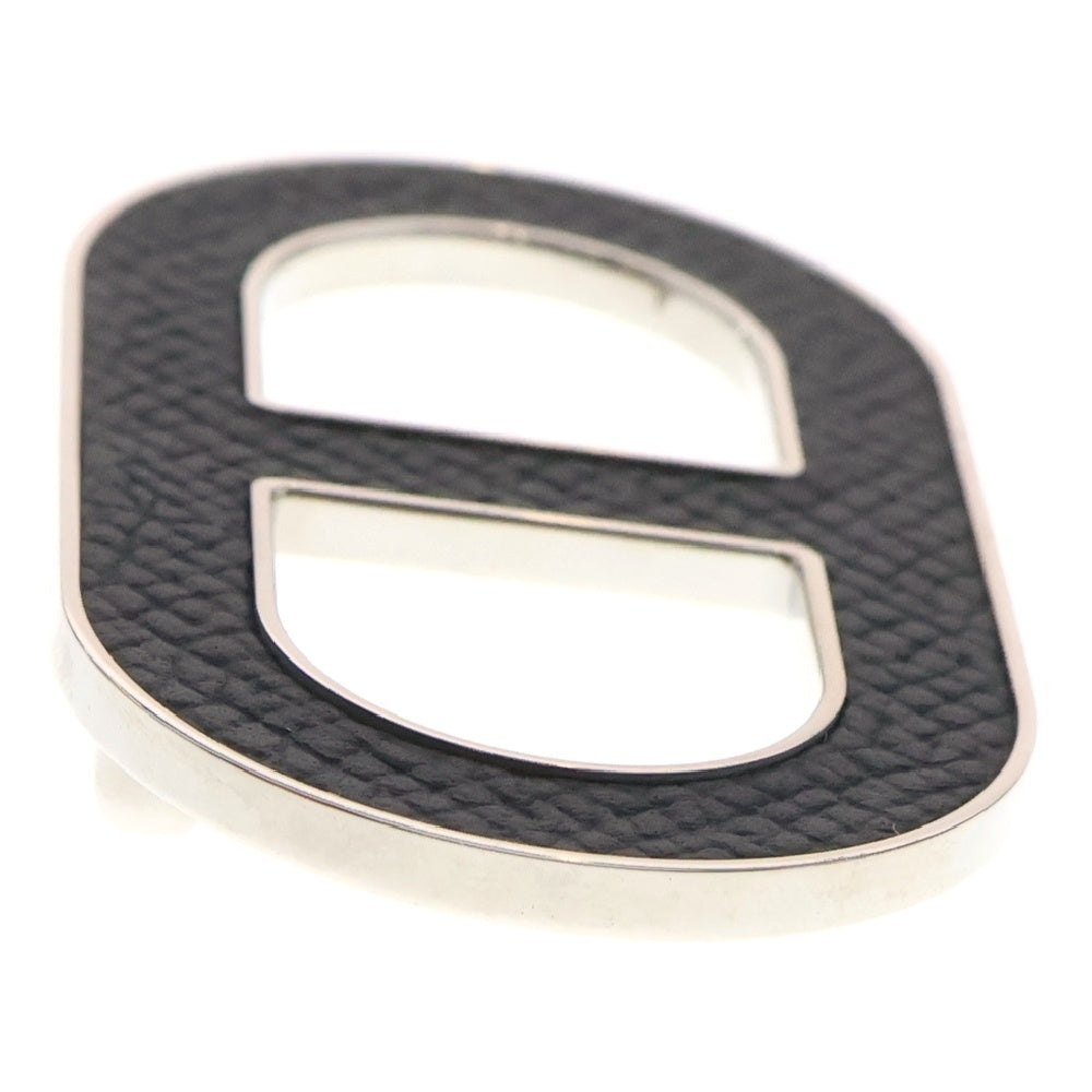HERMES(エルメス) シェーヌダンクル ブローチ シルバー×ブラック メタル エプソン アクセサリー